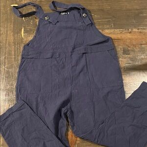 Women's Dark Blue Cotton/Linen Overalls
